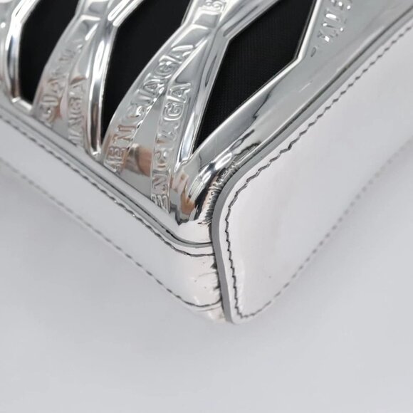 BALENCIAGA Neophone Holder Shoulder Bag Enamel Silver 660787 Auth 110436AV - Picture 9 of 15